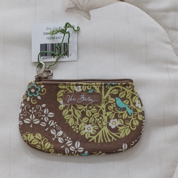Vera Bradley Brown and Green Bird Pattern ID Holder - Picture 2 of 3